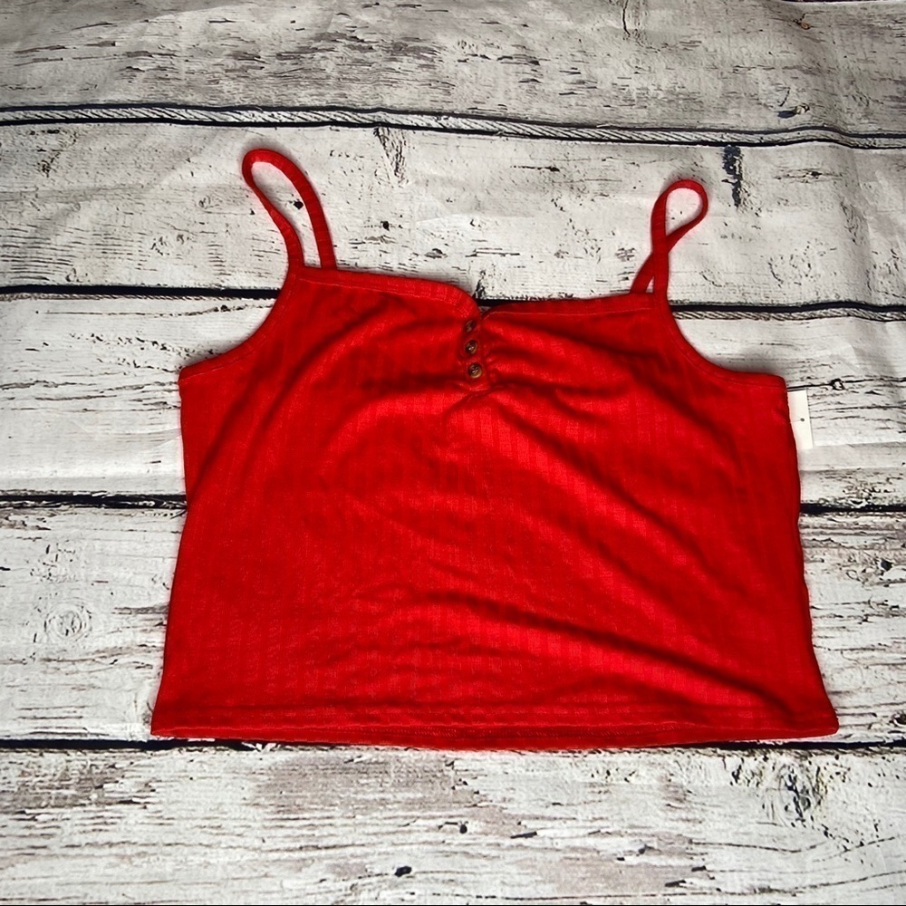 Topshop Red Knit Crop Tank Top Size 12